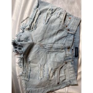 Aeropostale Vintage High Rise Shorty Distressed Denim Shorts Light Wash Size 14